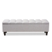 Baxton Studio Brette Mid-Century Modern Grayish Beige Fabric Upholstered Dark Brown Finished Wood Storage Bench Ottoman - BSOBBT3162-Greyish Beige-Otto