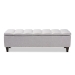 Baxton Studio Brette Mid-Century Modern Grayish Beige Fabric Upholstered Dark Brown Finished Wood Storage Bench Ottoman - BSOBBT3162-Greyish Beige-Otto