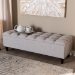 Baxton Studio Brette Mid-Century Modern Grayish Beige Fabric Upholstered Dark Brown Finished Wood Storage Bench Ottoman - BSOBBT3162-Greyish Beige-Otto