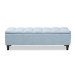 Baxton Studio Brette Mid-Century Modern Light Blue Fabric Upholstered Dark Brown Finished Wood Storage Bench Ottoman - BSOBBT3162-Light Blue-Otto