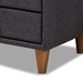 Baxton Studio Claverie Mid-Century Modern Charcoal Fabric Upholstered 2-Drawer Wood Nightstand - BSOBBT3157-Dark Grey-NS
