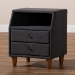 Baxton Studio Claverie Mid-Century Modern Charcoal Fabric Upholstered 2-Drawer Wood Nightstand - BSOBBT3157-Dark Grey-NS