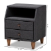 Baxton Studio Claverie Mid-Century Modern Charcoal Fabric Upholstered 2-Drawer Wood Nightstand - BSOBBT3157-Dark Grey-NS