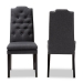 Baxton Studio Dylin Modern and Contemporary Charcoal Fabric Upholstered Button Tufted Wood Dining Chair Set of 2 - BSOBBT5158.11-Dark Grey-CC