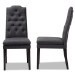 Baxton Studio Dylin Modern and Contemporary Charcoal Fabric Upholstered Button Tufted Wood Dining Chair Set of 2 - BSOBBT5158.11-Dark Grey-CC