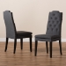 Baxton Studio Dylin Modern and Contemporary Charcoal Fabric Upholstered Button Tufted Wood Dining Chair Set of 2 - BSOBBT5158.11-Dark Grey-CC