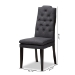 Baxton Studio Dylin Modern and Contemporary Charcoal Fabric Upholstered Button Tufted Wood Dining Chair Set of 2 - BSOBBT5158.11-Dark Grey-CC