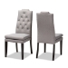 Baxton Studio Dylin Modern and ContemporaryGray Fabric Upholstered Button Tufted Wood Dining Chair Set of 2