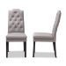 Baxton Studio Dylin Modern and ContemporaryGray Fabric Upholstered Button Tufted Wood Dining Chair Set of 2 - BSOBBT5158.11-Grey-CC
