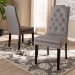 Baxton Studio Dylin Modern and ContemporaryGray Fabric Upholstered Button Tufted Wood Dining Chair Set of 2 - BSOBBT5158.11-Grey-CC
