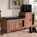 Baxton Studio Valina Modern and Contemporary Dark Brown Faux Leather Upholstered 2-Door Wood Shoe Storage Bench with Cabinet - BSOFP-1805-5007
