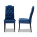 Baxton Studio Dylin Modern and Contemporary Navy Blue Velvet Fabric Upholstered Button Tufted Wood Dining Chair Set of 2 - BSOBBT5158-Navy Blue-DC