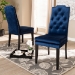 Baxton Studio Dylin Modern and Contemporary Navy Blue Velvet Fabric Upholstered Button Tufted Wood Dining Chair Set of 2 - BSOBBT5158-Navy Blue-DC