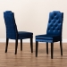 Baxton Studio Dylin Modern and Contemporary Navy Blue Velvet Fabric Upholstered Button Tufted Wood Dining Chair Set of 2 - BSOBBT5158-Navy Blue-DC