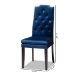 Baxton Studio Dylin Modern and Contemporary Navy Blue Velvet Fabric Upholstered Button Tufted Wood Dining Chair Set of 2 - BSOBBT5158-Navy Blue-DC
