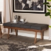 Baxton Studio Larisa Mid-Century Modern Charcoal Fabric Upholstered Wood Bench - BSOBBT5364-Dark Grey-Bench