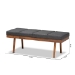Baxton Studio Larisa Mid-Century Modern Charcoal Fabric Upholstered Wood Bench - BSOBBT5364-Dark Grey-Bench