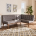 Baxton Studio Arvid Mid-Century Modern Gray Fabric Upholstered 2-Piece Wood Dining Nook Banquette Set - BSOBBT8051-Grey-2PC SF Bench