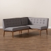 Baxton Studio Arvid Mid-Century Modern Gray Fabric Upholstered 2-Piece Wood Dining Nook Banquette Set - BSOBBT8051-Grey-2PC SF Bench