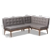 Baxton Studio Arvid Mid-Century Modern Gray Fabric Upholstered 2-Piece Wood Dining Nook Banquette Set - BSOBBT8051-Grey-2PC SF Bench