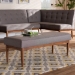 Baxton Studio Arvid Mid-Century Modern Gray Fabric Upholstered Wood Dining Bench - BSOBBT8051-Grey-Bench