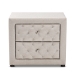 Baxton Studio Lepine Modern and Contemporary Light Beige Fabric Upholstered 2-Drawer Wood Nightstand - BSOBBT3164-Light Beige-NS