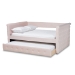 Baxton Studio Amaya Modern and Contemporary Light Pink Velvet Fabric Upholstered Full Size Daybed with Trundle - BSOCF8825-Light Pink-Daybed-F/T