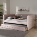Baxton Studio Amaya Modern and Contemporary Light Pink Velvet Fabric Upholstered Full Size Daybed with Trundle - BSOCF8825-Light Pink-Daybed-F/T