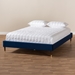 Baxton Studio Volden Glam and Luxe Navy Blue Velvet Fabric Upholstered Full Size Wood Platform Bed Frame with Gold-Tone Leg Tips - BSOBBT6598A1-Navy Blue-Full