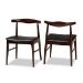 Baxton Studio Eira Mid-Century Modern Black Faux Leather Upholstered Walnut Finished Wood Dining Chair Set of 2
