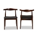 Baxton Studio Eira Mid-Century Modern Black Faux Leather Upholstered Walnut Finished Wood Dining Chair Set of 2 - BSOElbow-Black/Walnut-DC