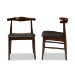 Baxton Studio Eira Mid-Century Modern Black Faux Leather Upholstered Walnut Finished Wood Dining Chair Set of 2 - BSOElbow-Black/Walnut-DC