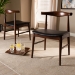Baxton Studio Eira Mid-Century Modern Black Faux Leather Upholstered Walnut Finished Wood Dining Chair Set of 2 - BSOElbow-Black/Walnut-DC