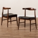 Baxton Studio Eira Mid-Century Modern Black Faux Leather Upholstered Walnut Finished Wood Dining Chair Set of 2 - BSOElbow-Black/Walnut-DC