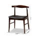 Baxton Studio Eira Mid-Century Modern Black Faux Leather Upholstered Walnut Finished Wood Dining Chair Set of 2 - BSOElbow-Black/Walnut-DC
