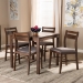 Baxton Studio Lovy Modern and Contemporary Gray Fabric Upholstered Dark Walnut-Finished 5-Piece Wood Dining Set - BSOLovy Dining Set-Grey/Dark Walnut