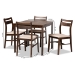 Baxton Studio Lovy Modern and Contemporary Beige Fabric Upholstered Dark Walnut-Finished 5-Piece Wood Dining Set - BSOLovy Dining Set-Beige/Dark Walnut