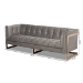 Baxton Studio Ambra Glam and Luxe Grey Velvet Fabric Upholstered and Button Tufted Sofa with Gold-Tone Frame - BSOTSF-5507-Grey/Gold-SF