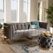 Baxton Studio Ambra Glam and Luxe Grey Velvet Fabric Upholstered and Button Tufted Sofa with Gold-Tone Frame - BSOTSF-5507-Grey/Gold-SF