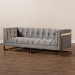 Baxton Studio Ambra Glam and Luxe Grey Velvet Fabric Upholstered and Button Tufted Sofa with Gold-Tone Frame - BSOTSF-5507-Grey/Gold-SF