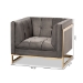Baxton Studio Ambra Glam and Luxe Grey Velvet Fabric Upholstered and Button Tufted Armchair with Gold-Tone Frame - BSOTSF-5507-Grey/Gold-CC