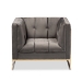 Baxton Studio Ambra Glam and Luxe Grey Velvet Fabric Upholstered and Button Tufted Armchair with Gold-Tone Frame - BSOTSF-5507-Grey/Gold-CC