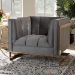 Baxton Studio Ambra Glam and Luxe Grey Velvet Fabric Upholstered and Button Tufted Armchair with Gold-Tone Frame - BSOTSF-5507-Grey/Gold-CC