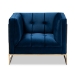 Baxton Studio Ambra Glam and Luxe Navy Blue Velvet Fabric Upholstered and Button Tufted Armchair with Gold-Tone Frame - BSOTSF-5507-Navy/Gold-CC