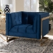Baxton Studio Ambra Glam and Luxe Navy Blue Velvet Fabric Upholstered and Button Tufted Armchair with Gold-Tone Frame - BSOTSF-5507-Navy/Gold-CC