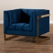 Baxton Studio Ambra Glam and Luxe Navy Blue Velvet Fabric Upholstered and Button Tufted Armchair with Gold-Tone Frame - BSOTSF-5507-Navy/Gold-CC