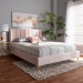 Baxton Studio Saverio Glam and Luxe Light Pink Velvet Fabric Upholstered Queen Size Platform Bed with Gold-Tone Legs - BSOBBT6765-Light Pink-Queen