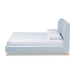 Baxton Studio Saverio Glam and Luxe Light Blue Velvet Fabric Upholstered Queen Size Platform Bed with Gold-Tone Legs - BSOBBT6765-Light Blue-Queen