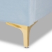 Baxton Studio Saverio Glam and Luxe Light Blue Velvet Fabric Upholstered Queen Size Platform Bed with Gold-Tone Legs - BSOBBT6765-Light Blue-Queen