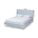 Baxton Studio Saverio Glam and Luxe Light Blue Velvet Fabric Upholstered Queen Size Platform Bed with Gold-Tone Legs - BSOBBT6765-Light Blue-Queen